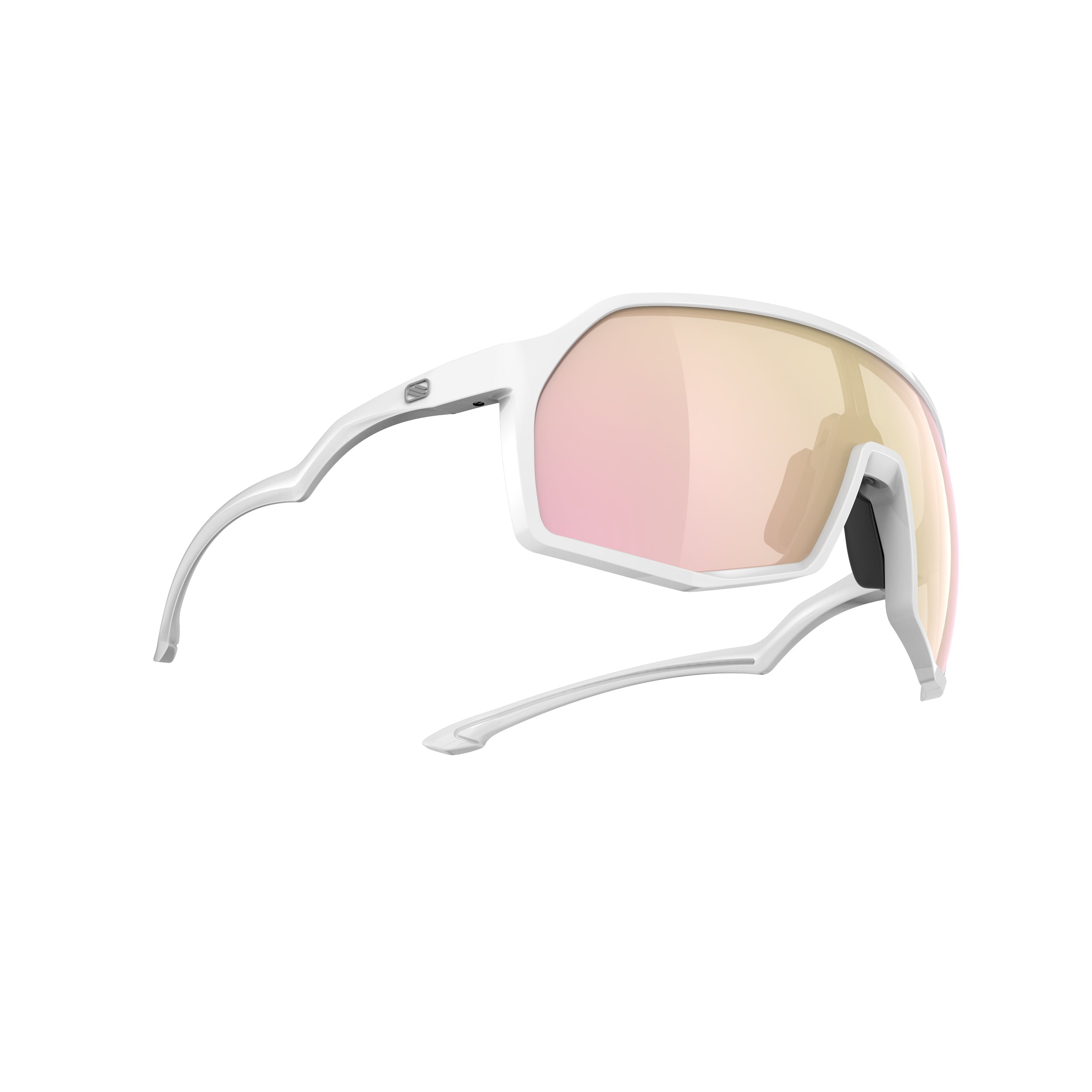 Rudy Project Thunder White Gloss mirrored multilaser rose gold performance sunglasses – side view