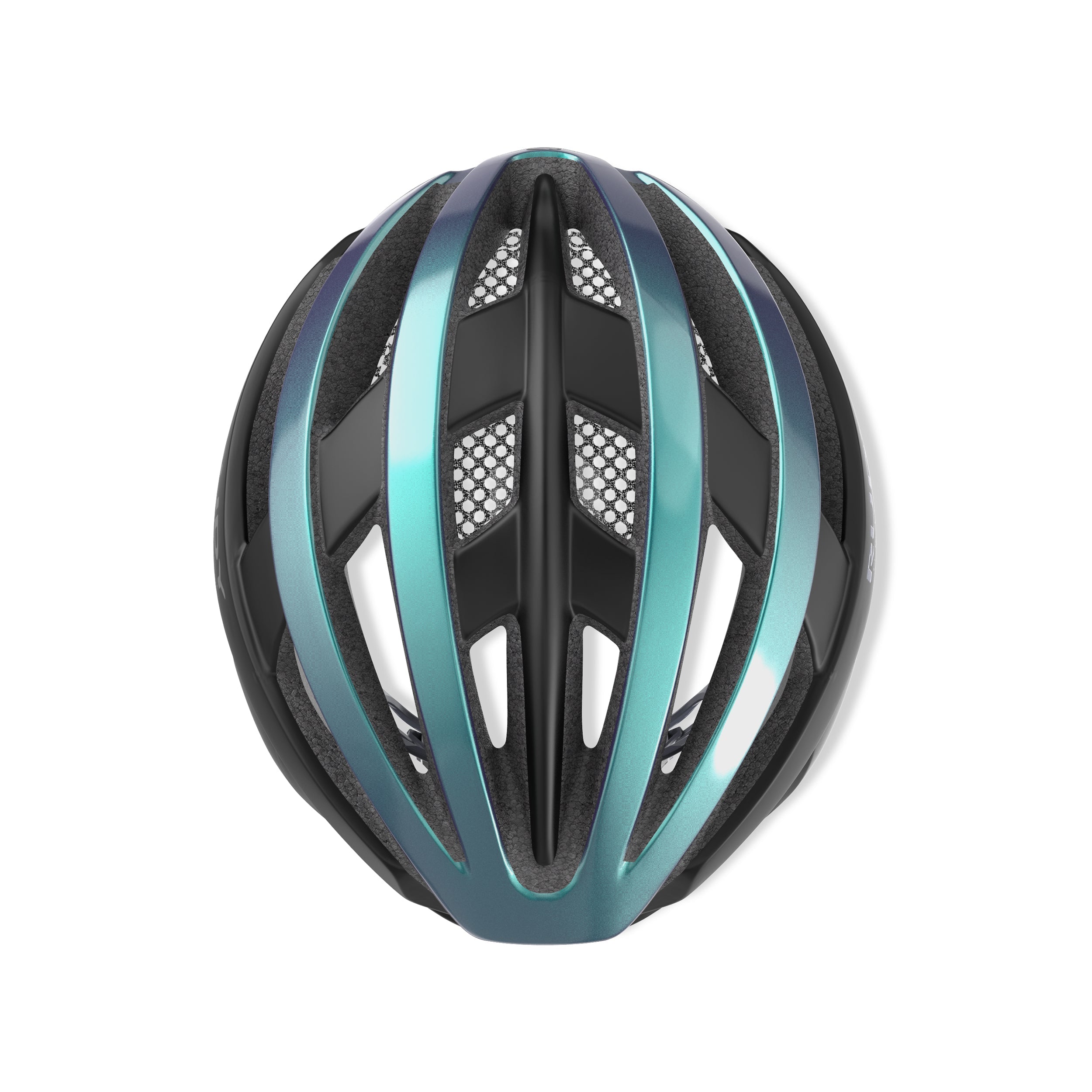 Rudy Project Venger Iridescent Blue Shiny/Black Matte cycling helmet – rear view