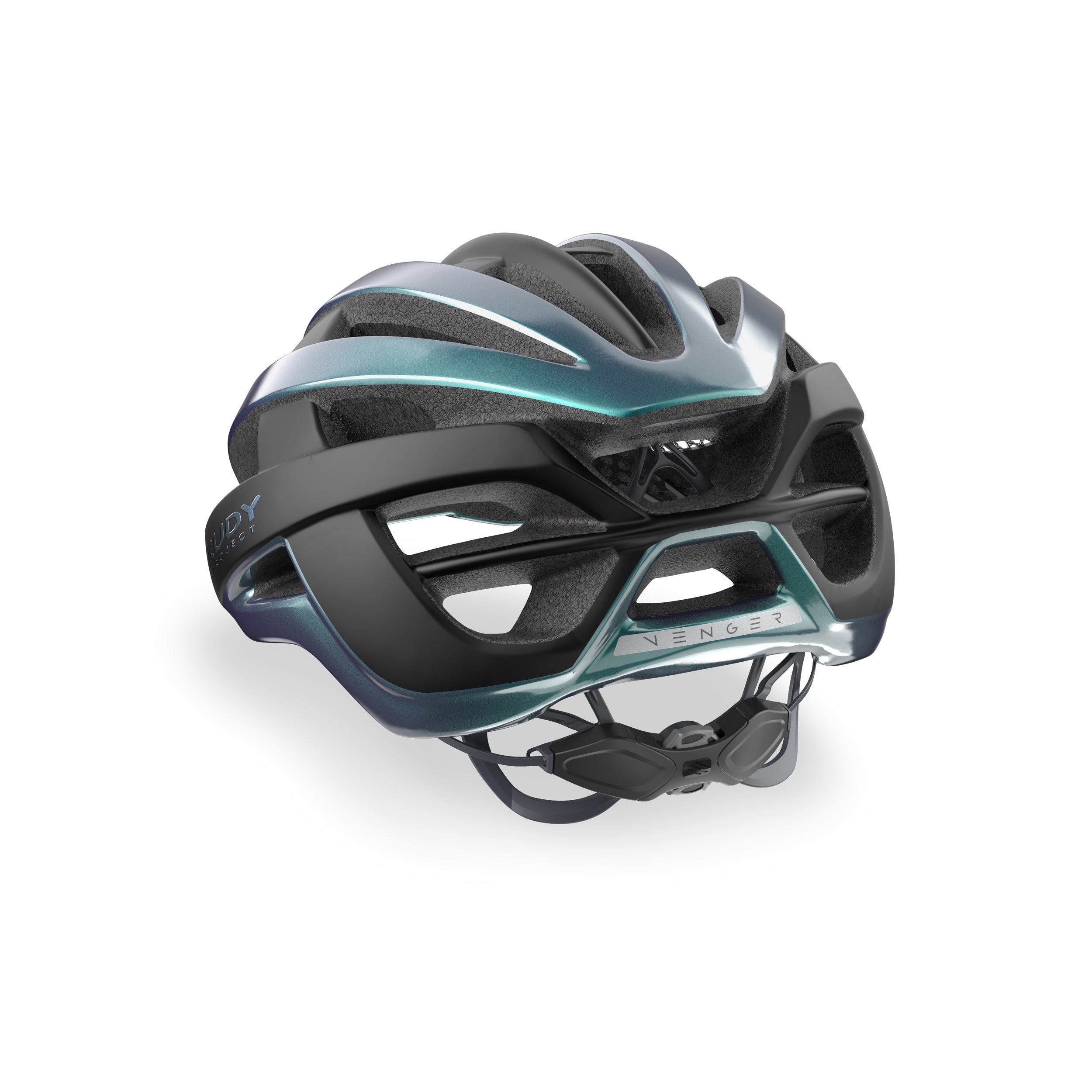 Rudy Project Venger Iridescent Blue Shiny/Black Matte cycling helmet – side view, opposite side